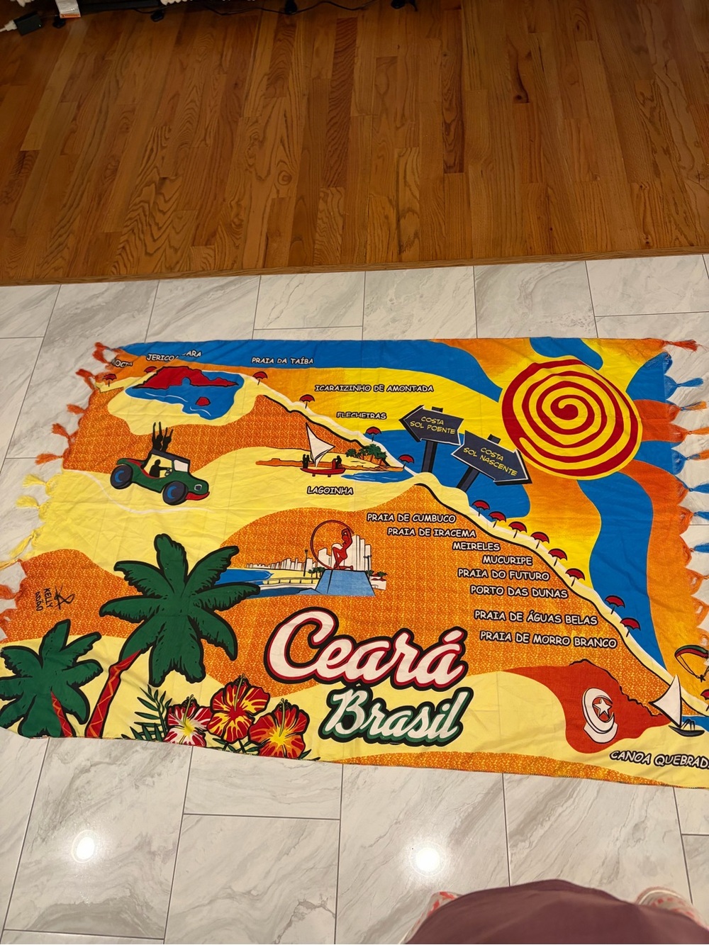 Ceará Brasil women’s wrap canga.   - Bright Yellow & Orange featuring Brazil.